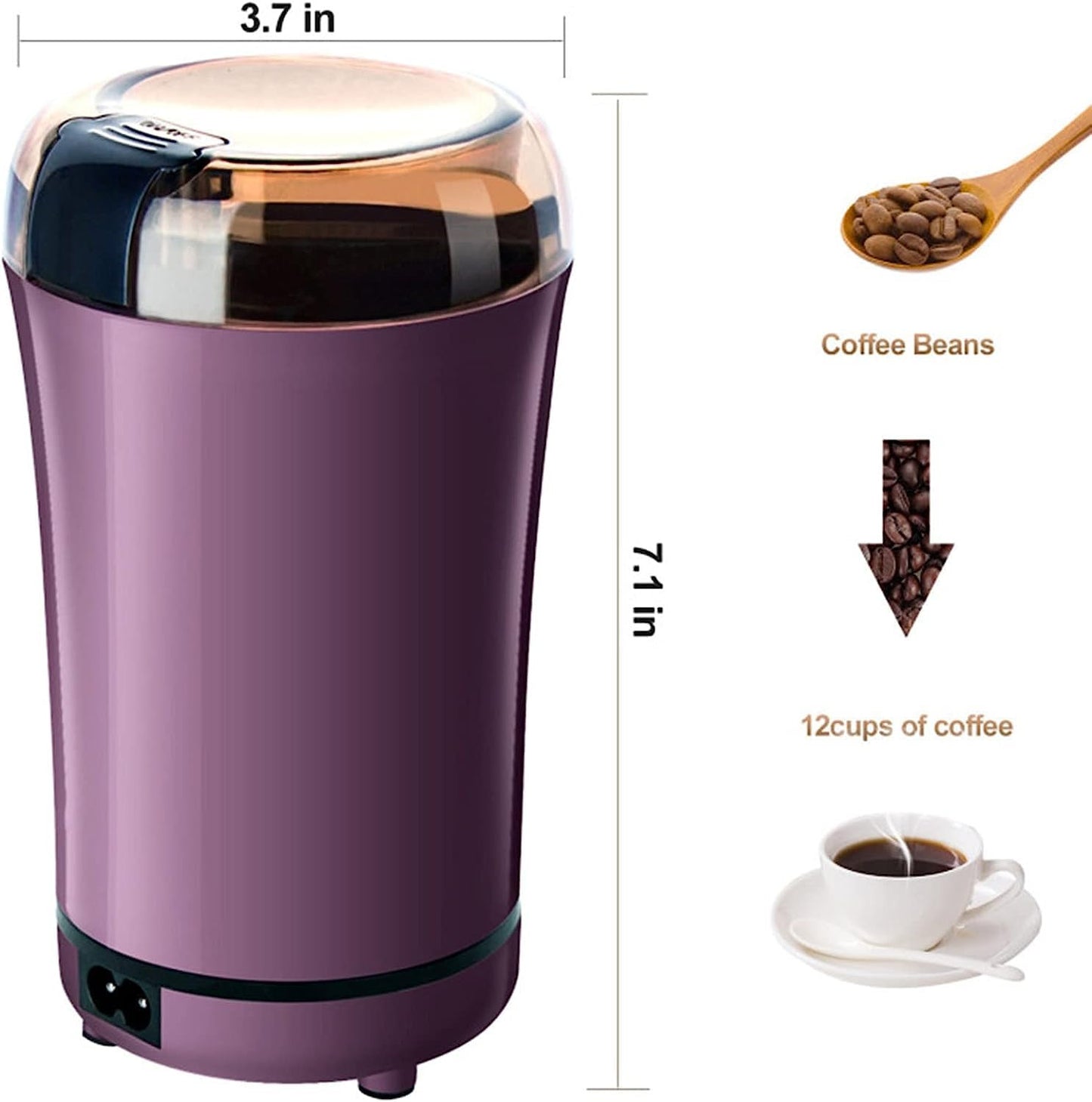 Estoremax Electric Coffee and Spice Grinder, Multi-Purpose Bean Mill, Purple
