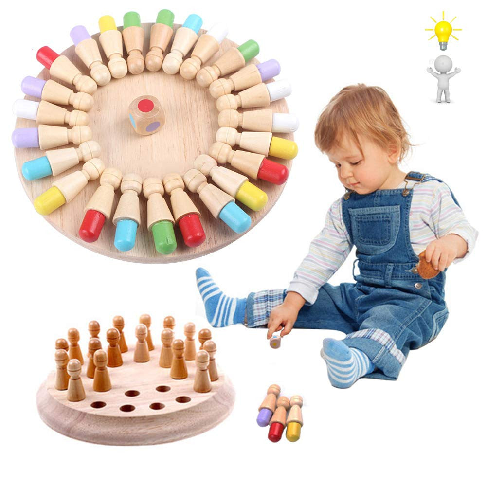 Estoremax Matching Games, Wooden Memory Match Stick Chess Game,BLOWEST Colorful Memory Chess, Funny Block Board Game, Early Educational Toy, Brain Trainig Games