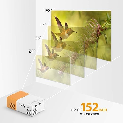 ESTOREMAX Mini Projector with Remote Controller, 3500 lm LED Corded Projector UC500 Support HDMI, AV, SD, USB Interfaces (Yellow)