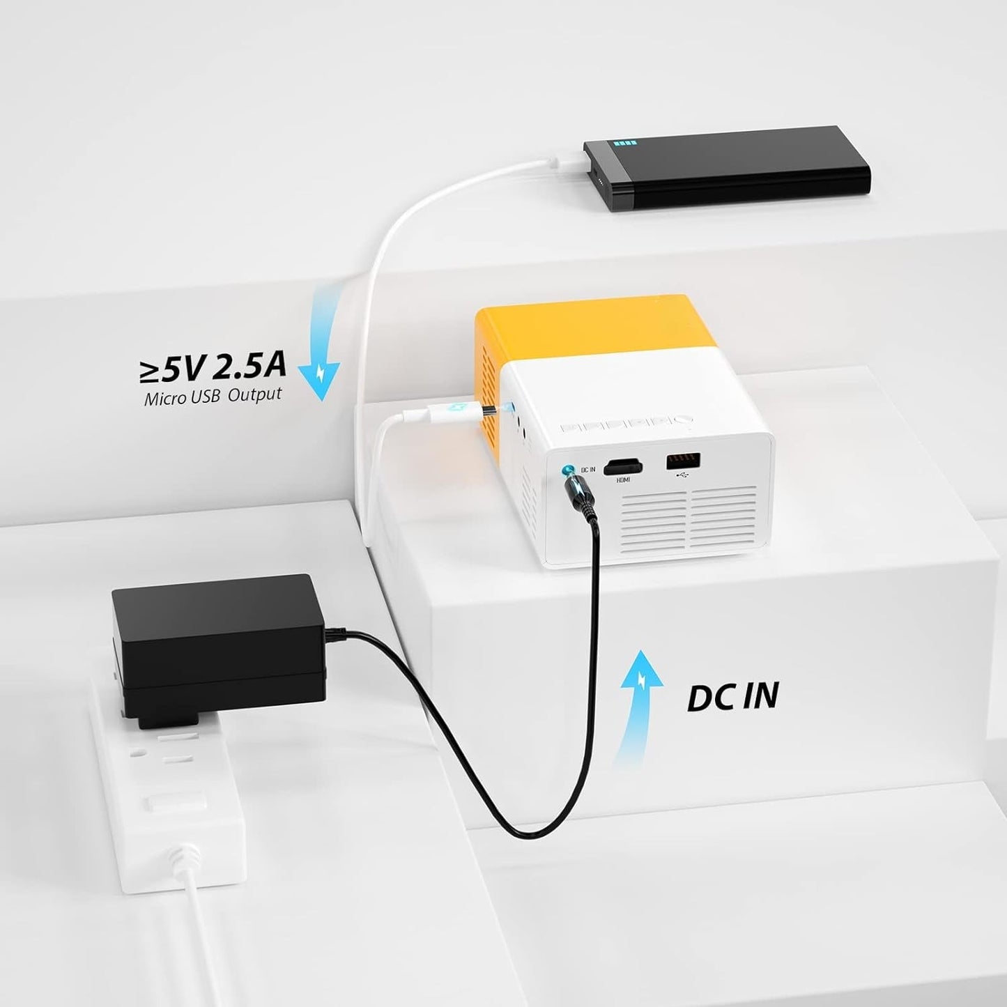 ESTOREMAX Mini Projector with Remote Controller, 3500 lm LED Corded Projector UC500 Support HDMI, AV, SD, USB Interfaces (Yellow)