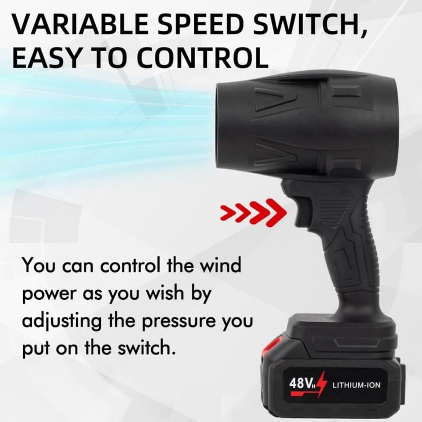 Estoremax Turbo Jet Blower, Cordless Turbo Super Power Air Duster, Stepless Speed Regulation Jet Dry Blower Car Drying, Car Dryer Air Blower (Black)