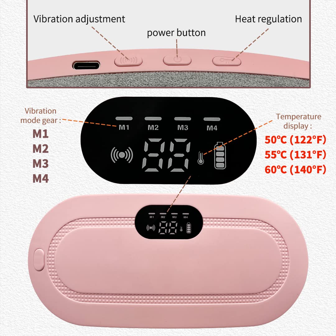 Estoremax Period Cramp Relief Heating Pad Pain Device with 4 Massage Modes for Menstrual Pain and Belly or Back Pain Relief, LED Display, Comfortable Belt