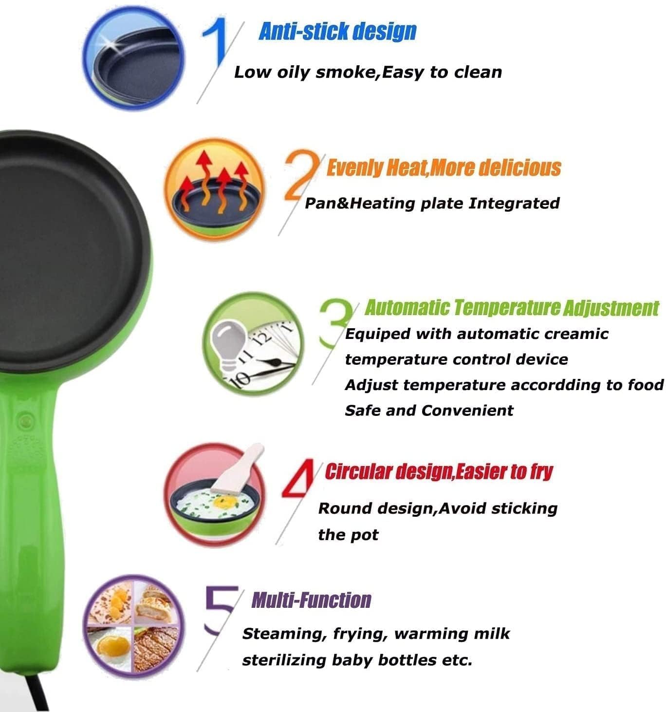 Estoremasx Single Layer Egg Boiler Steamer Cooker with Handle and Capacity of 7 Eggs Egg Boiling Non-Stick Steamer and Egg Frying Pan Machine