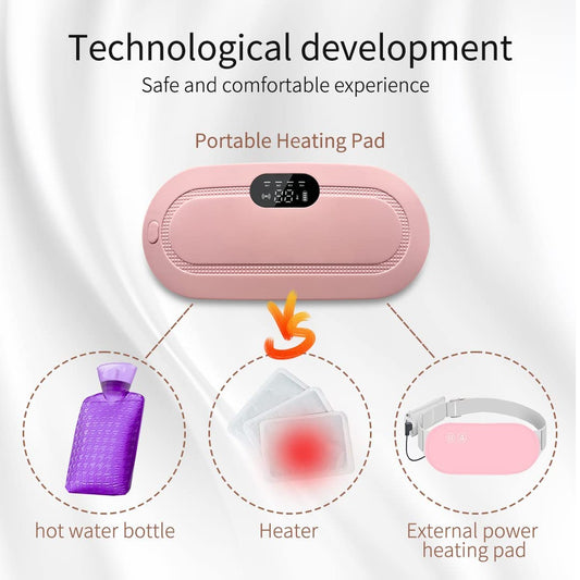 Estoremax Period Cramp Relief Heating Pad Pain Device with 4 Massage Modes for Menstrual Pain and Belly or Back Pain Relief, LED Display, Comfortable Belt
