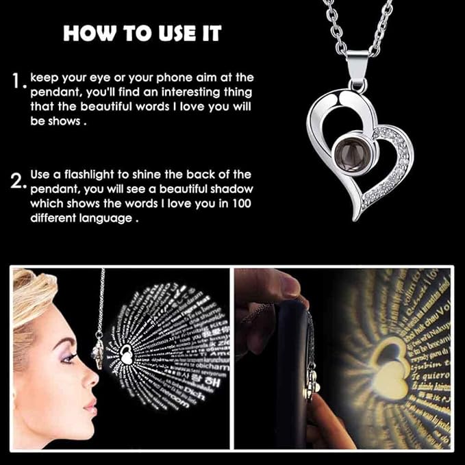 Estoremax Gifts For Girlfriend,Wife,Love-Marriage Anniversary Gift For Wife Preserved Rose Flower With Heart Necklace-Valentine Gift For Girlfriend/ Cute Birthday Gift For Wife Special Love,Adult