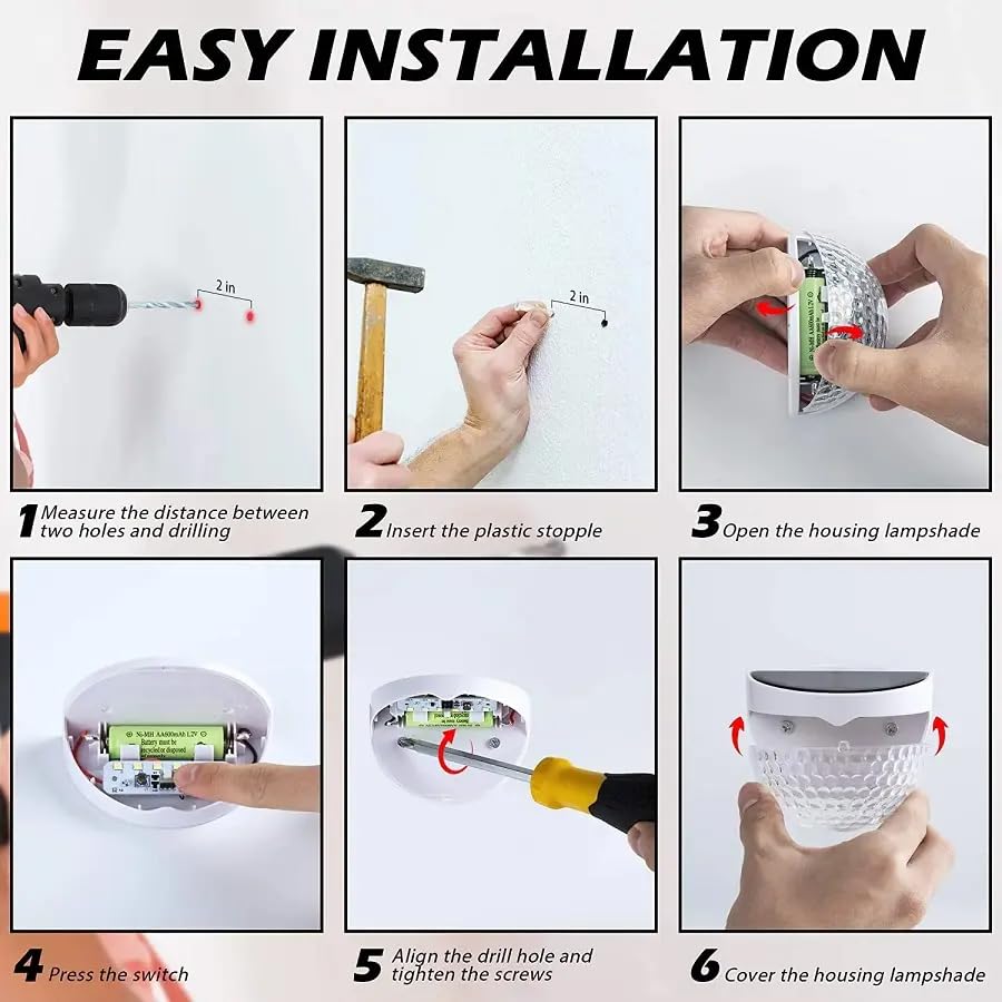 Estoremax Solar Outdoor Lights - LED Fence & Deck Lights | Waterproof Solar Lights for Garden, Patio, Pathway, Wall, Stair & Yard Decoration,Balconies, Automatic Day Off & Night On Function