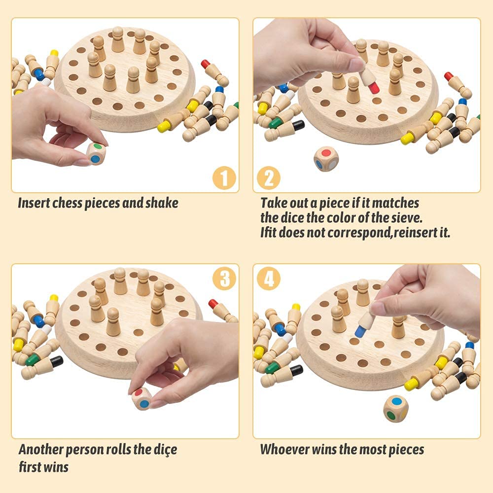 Estoremax Matching Games, Wooden Memory Match Stick Chess Game,BLOWEST Colorful Memory Chess, Funny Block Board Game, Early Educational Toy, Brain Trainig Games