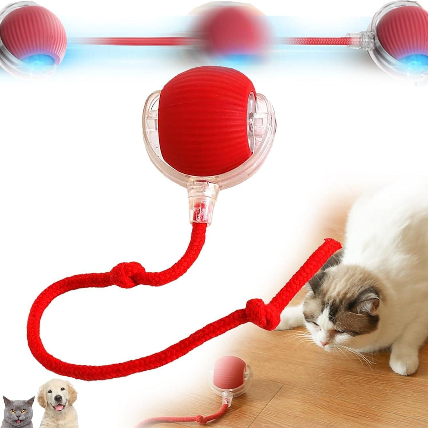 ESTOREMAX Chewie Rolling Ball, Interactive Cat Toys Rolling Ball, Dog Toy Indestructible, Interactive Dog Ball Toy with USB Rechargeable, Smart Automatic Rolling Ball for Small, Medium Dogs