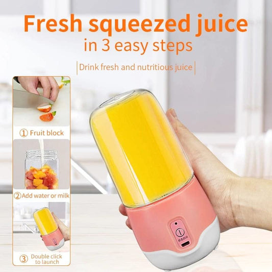 Estoremax Smart Portable Electric USB Juicer Bottle | Rechargeable Mini Blender & Grinder for Smoothies and Shakes with 6 Blades – 450ML