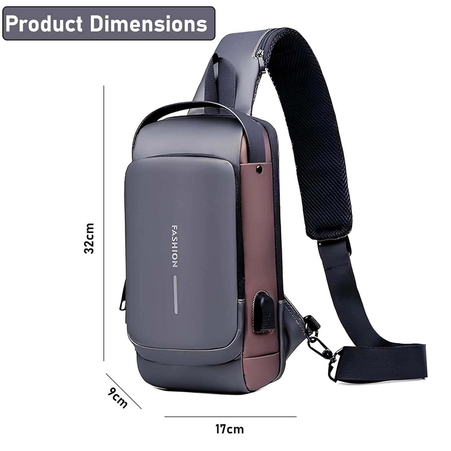 ESTOREMAX Waterproof Polyester Slim Unisex Crossbody Sling Bag Chest Backpack Mens Shoulder Bag Leisure Travel Handbag Hard Shell Anti-Theft Chest Bag (All Sling Bag)
