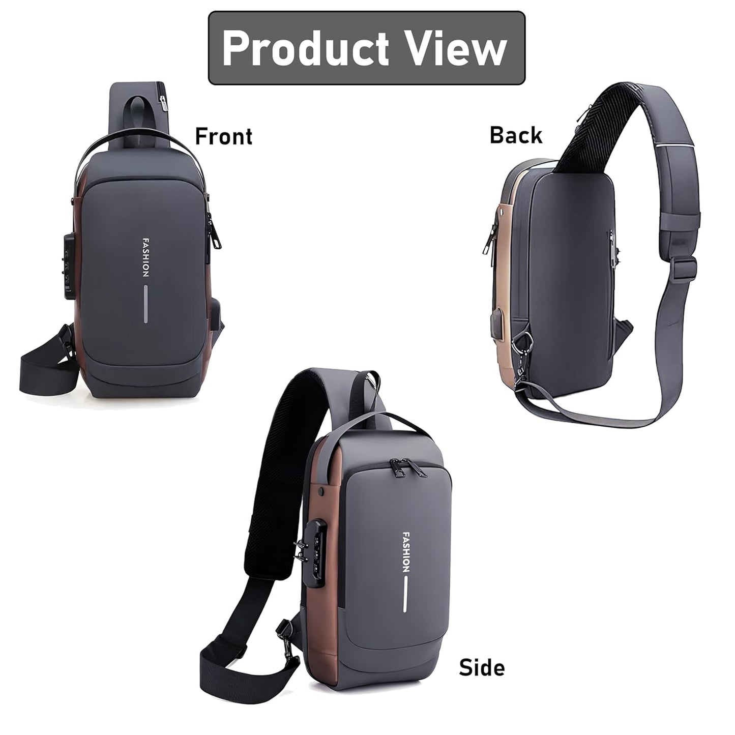 ESTOREMAX Waterproof Polyester Slim Unisex Crossbody Sling Bag Chest Backpack Mens Shoulder Bag Leisure Travel Handbag Hard Shell Anti-Theft Chest Bag (All Sling Bag)