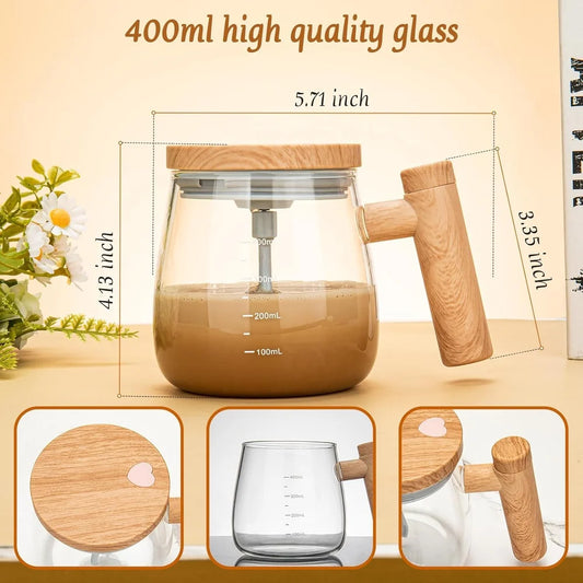 Estoremax - Electric High Speed Mixing Cup, 400ML Self Stirring Coffee Mug Fully Automatic Coffee Stirring Cup, One-click Automatic Mixing Glass Mugs Waterproof Drink Stirrers for Home Office Travel
