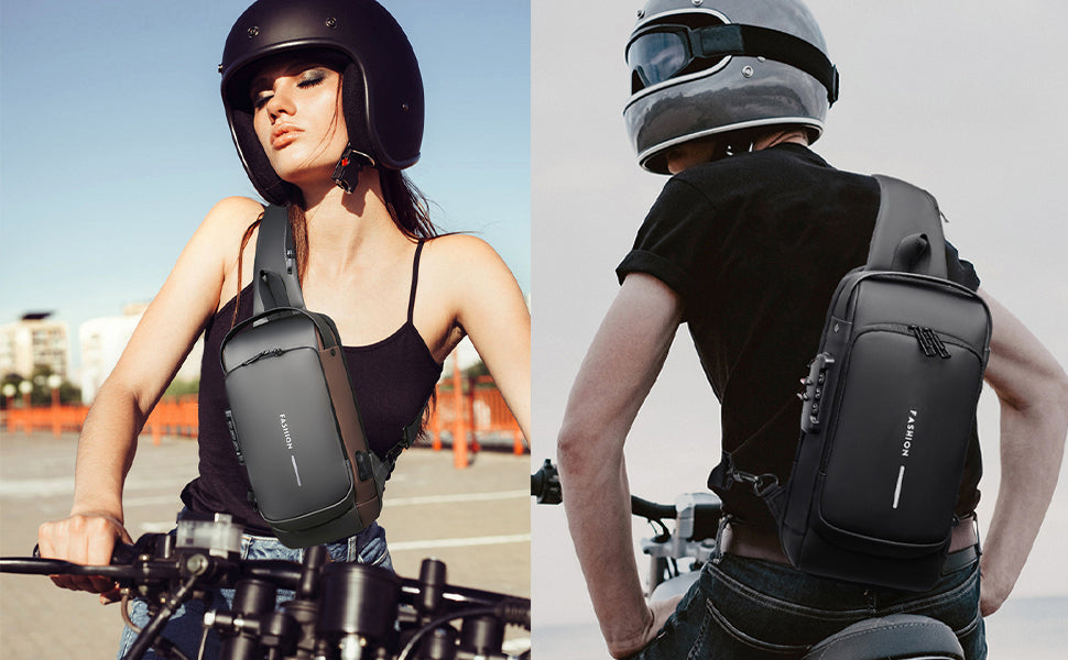 ESTOREMAX Waterproof Polyester Slim Unisex Crossbody Sling Bag Chest Backpack Mens Shoulder Bag Leisure Travel Handbag Hard Shell Anti-Theft Chest Bag (All Sling Bag)