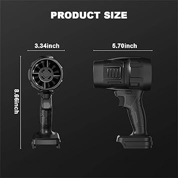 Estoremax Turbo Jet Blower, Cordless Turbo Super Power Air Duster, Stepless Speed Regulation Jet Dry Blower Car Drying, Car Dryer Air Blower (Black)