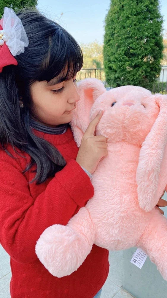 Estoremax Cute Peach Bunny Soft Toy for Girls/Kids | Huggable Rabbit with Long Ears | Soft Stuffed Plush Animal | - 35cm