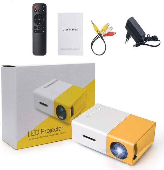 ESTOREMAX Mini Projector with Remote Controller, 3500 lm LED Corded Projector UC500 Support HDMI, AV, SD, USB Interfaces (Yellow)