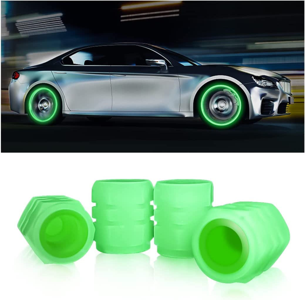 Estoremax Tire Valve Caps – Waterproof, Leak-Proof, and Anti-Theft, Ideal for Cars, SUVs, Motorcycles, and More with Universal Fit (Green, Pack of 4)