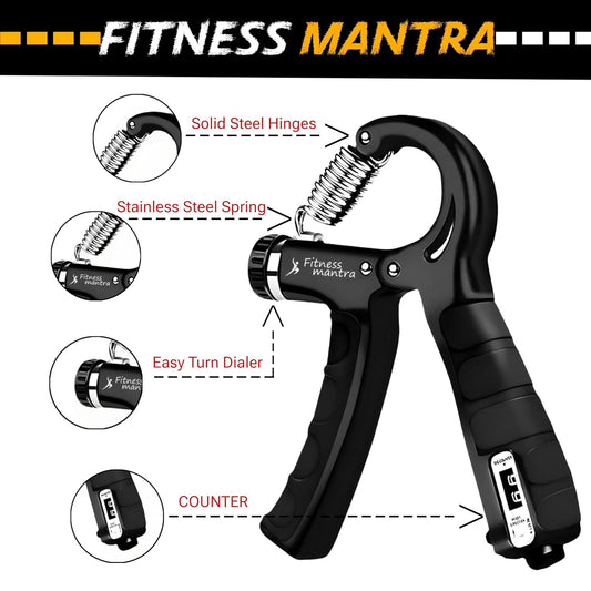 ESTOREMAX Hand Grip (5kg - 60kg) Strengthener with Counter for Men & Women for Gym Workout Hand Exercise Equipment to Use in Home for Forearm Exercise (Black)