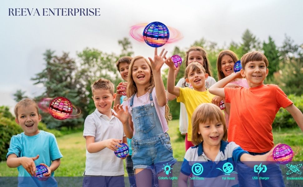 Estoremax Flying Magic Balls Toy USB Rechargeable Built-in RGB Lights 360°Rotating Magic Controller, Multicolor