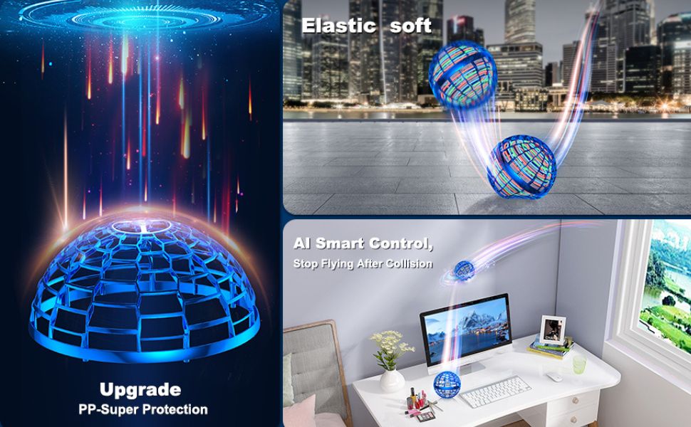 Estoremax Flying Magic Balls Toy USB Rechargeable Built-in RGB Lights 360°Rotating Magic Controller, Multicolor