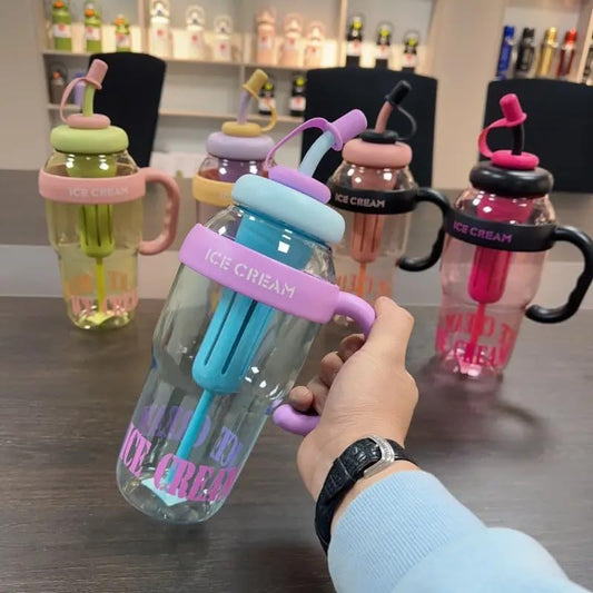 ESTOREMAX 1300 ML Motivational Water Bottle, Leak-Proof, Large Plastic Drinking Bottle with Straw & Handle for Fitness, Gym, Running, Outdoor Sports, Travel, Juice, Beverages, Shake Tumbler