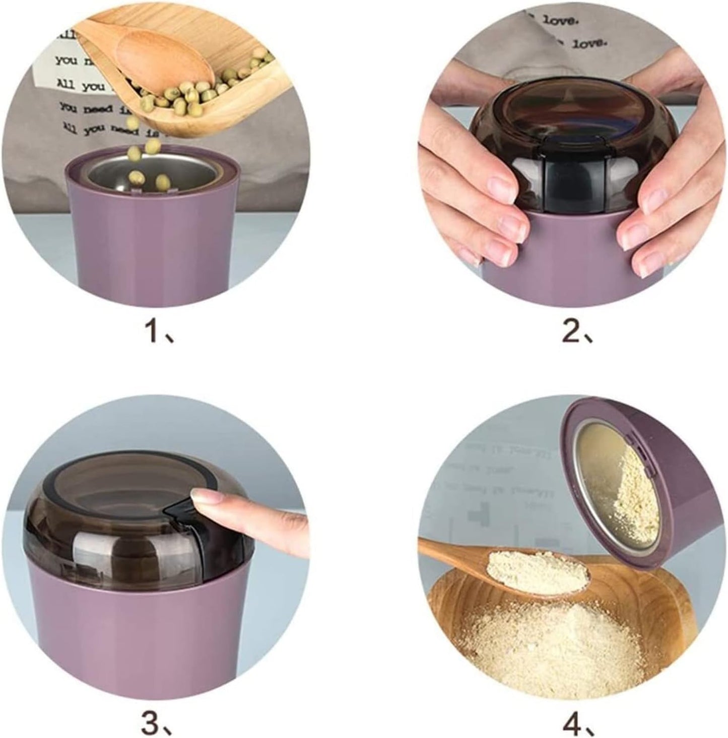 Estoremax Electric Coffee and Spice Grinder, Multi-Purpose Bean Mill, Purple