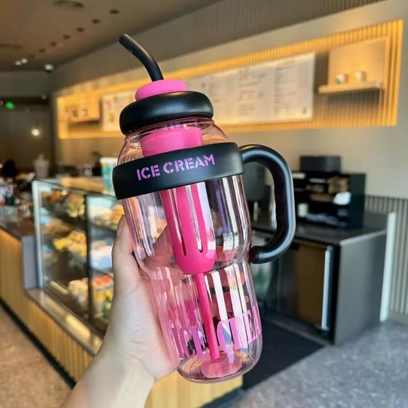 ESTOREMAX 1300 ML Motivational Water Bottle, Leak-Proof, Large Plastic Drinking Bottle with Straw & Handle for Fitness, Gym, Running, Outdoor Sports, Travel, Juice, Beverages, Shake Tumbler