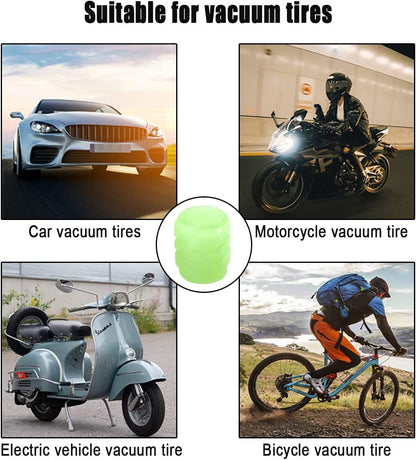 Estoremax Tire Valve Caps – Waterproof, Leak-Proof, and Anti-Theft, Ideal for Cars, SUVs, Motorcycles, and More with Universal Fit (Green, Pack of 4)
