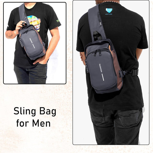 ESTOREMAX Waterproof Polyester Slim Unisex Crossbody Sling Bag Chest Backpack Mens Shoulder Bag Leisure Travel Handbag Hard Shell Anti-Theft Chest Bag (All Sling Bag)