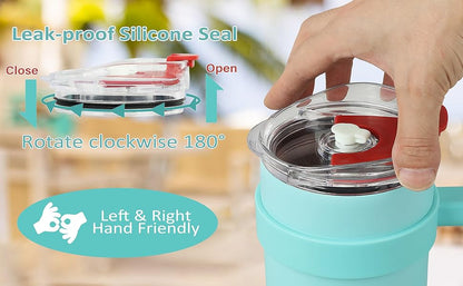 Estoremax Tumbler Water Bottle with Lid and Straw Stainless Steel Double Insulated Tumblers for Hot & Cold Drink 100% Leakproof Coffee Sipper Mug Cupholder with Handle.