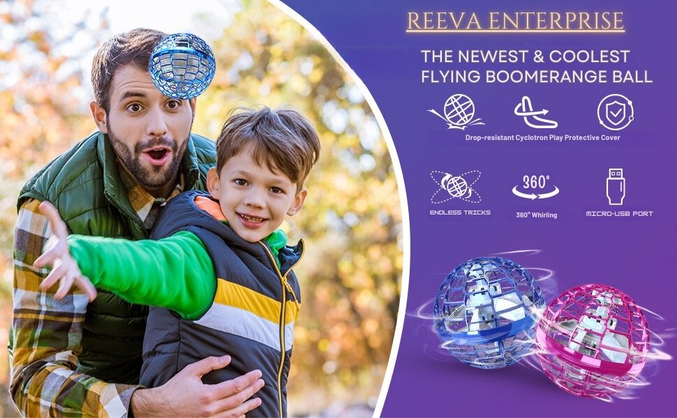 Estoremax Flying Magic Balls Toy USB Rechargeable Built-in RGB Lights 360°Rotating Magic Controller, Multicolor